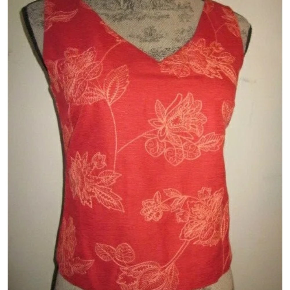 100% Silk Tommy Bahama Embroidered Sleeveless Top